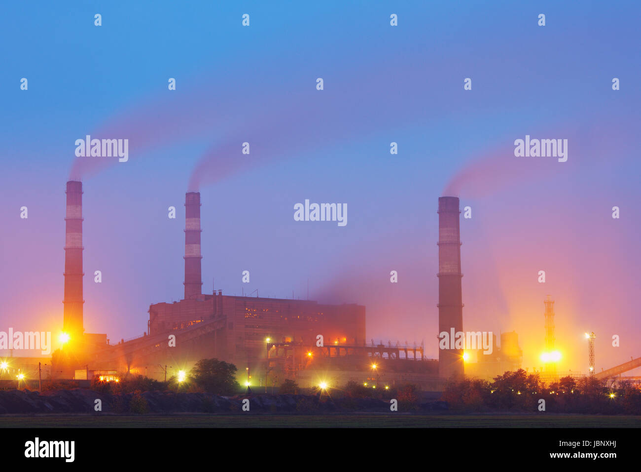 Power plant at night Stock Photo - Alamy