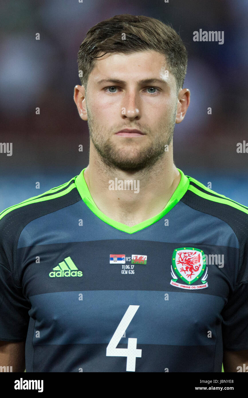 BELGRADE, SERBIA - JUNE 11, 2017: Ben Davies of Wales looks on during the national anthem during the 2018 FIFA World Cup Qualifier match between Serbi Stock Photo