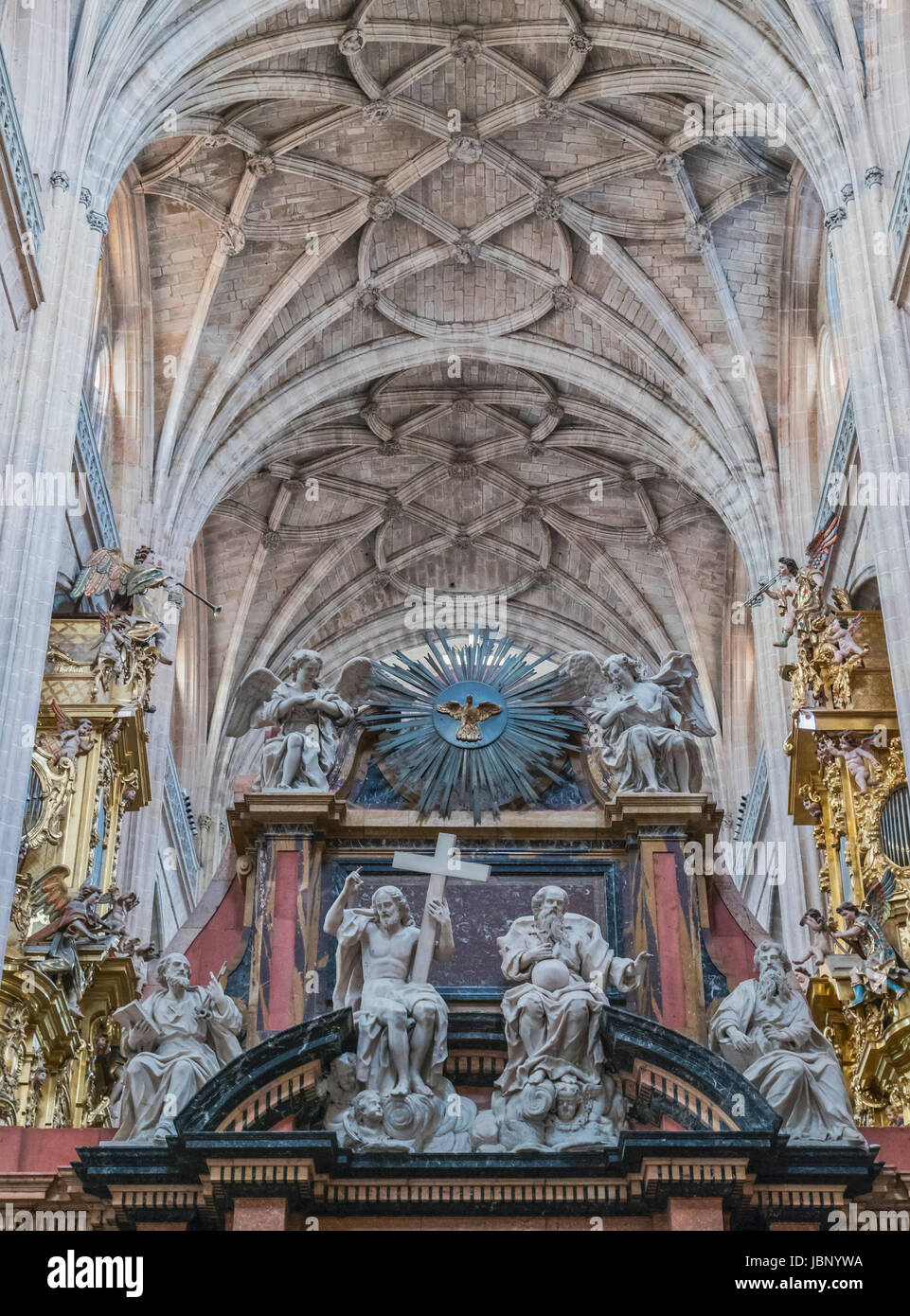 SEGOVIA, SPAIN, JUNE 3, 2017 The statue of Holy Trinity on the