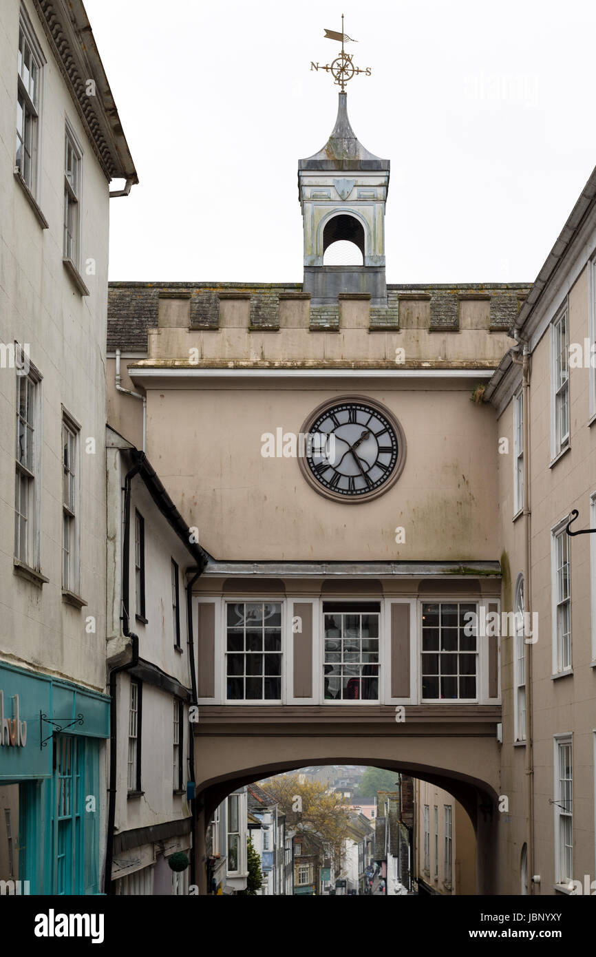 Clock tower in Totnes, South Devon Stock Photo
