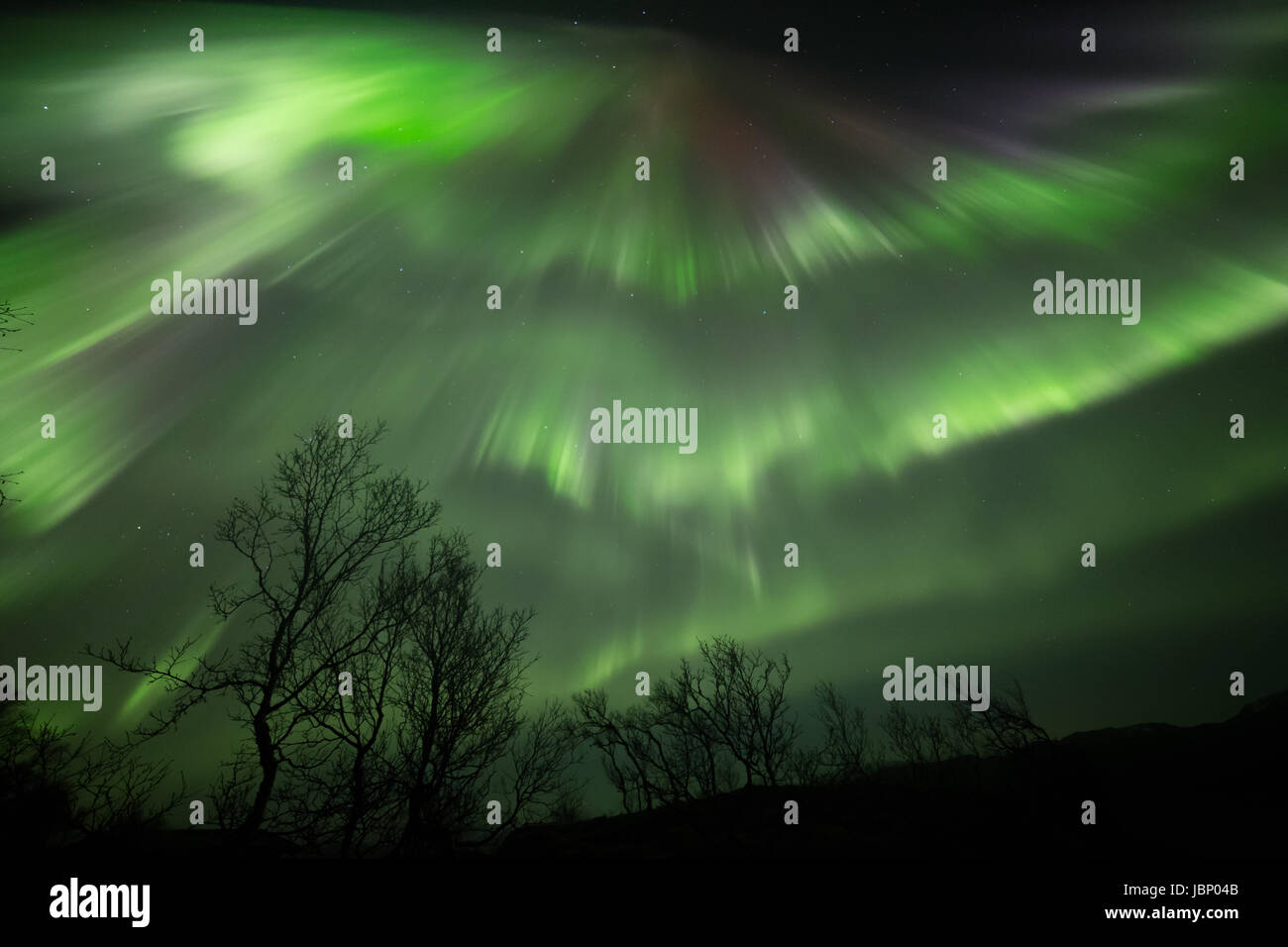 Aurora borealis or northern lights moving across night sky within the ...