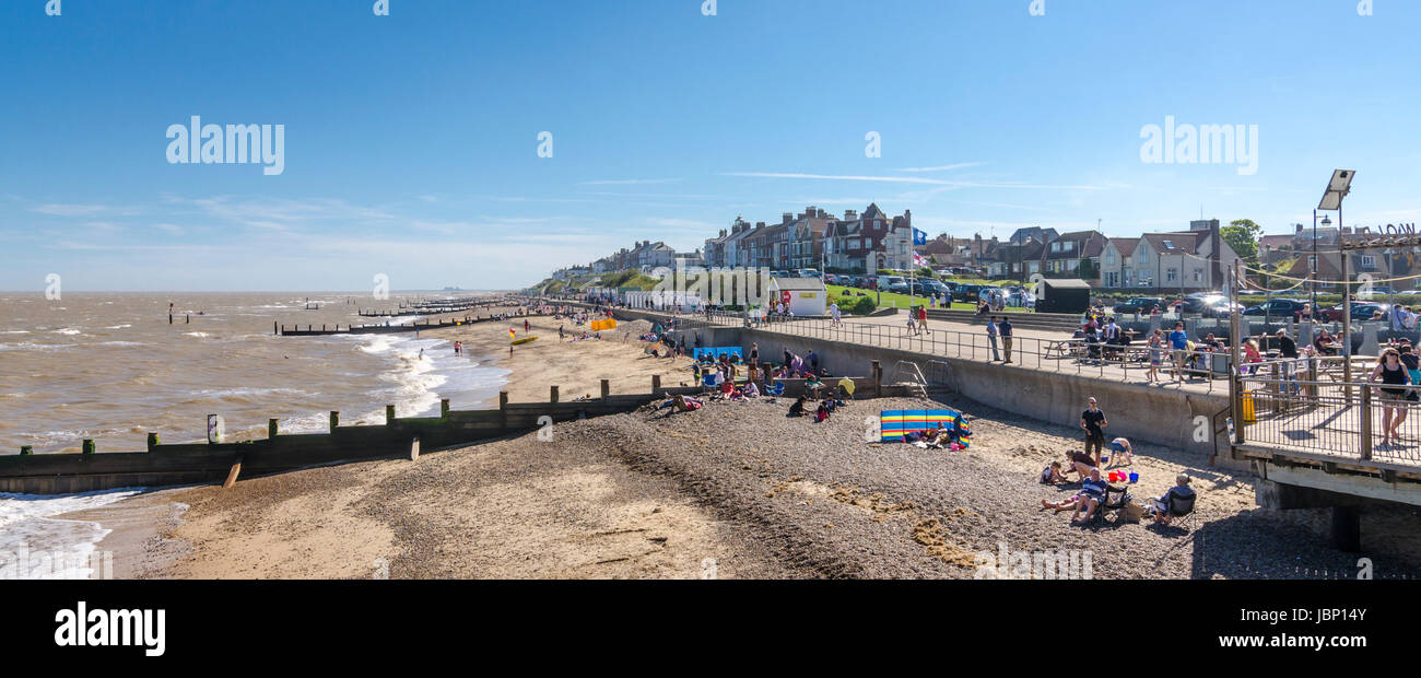 Panoramic view of Southwold beach and seafront. Suffolk coast, UK Stock Photo