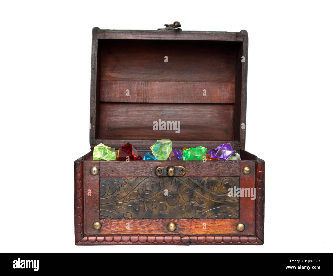 Isolated antique wooden chest on white background Stock Photo - Alamy