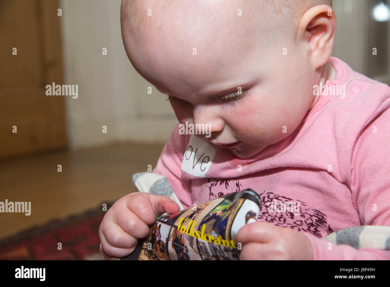 one year old caucasian girl Stock Photo