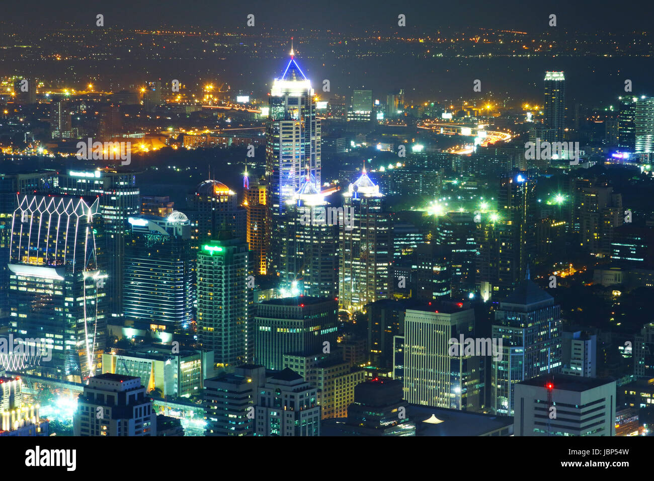 Bangkok skyline at night Stock Photo - Alamy