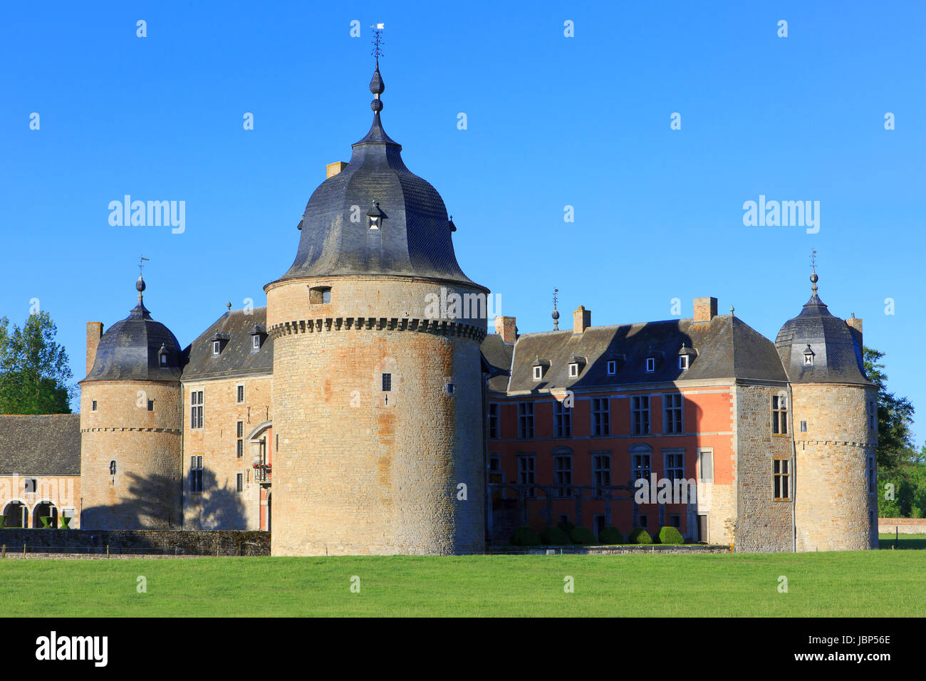 The Renaissance Chateau de Lavaux-Sainte-Anne (1450) in Lavaux-Sainte-Anne, Belgium Stock Photo
