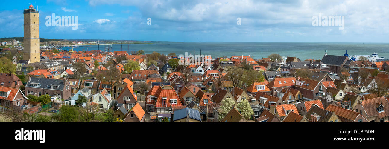 panoramic view of village West Terschelling with lighthouse at Terschelling,  Netherlands Stock Photo - Alamy