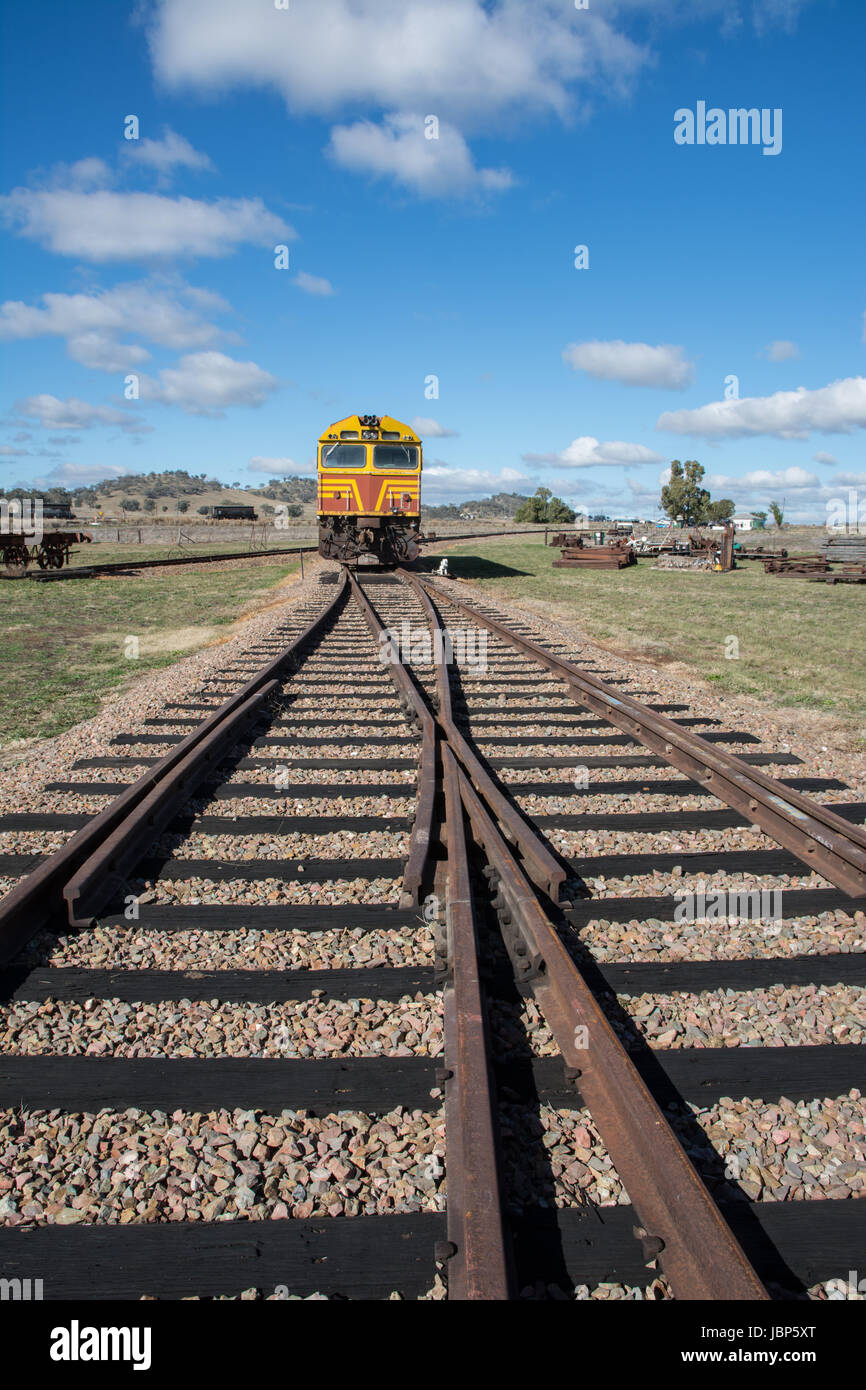 Decommissioned Diesel Locomotive on a siding at Werris Creek NSW Australia. Stock Photo
