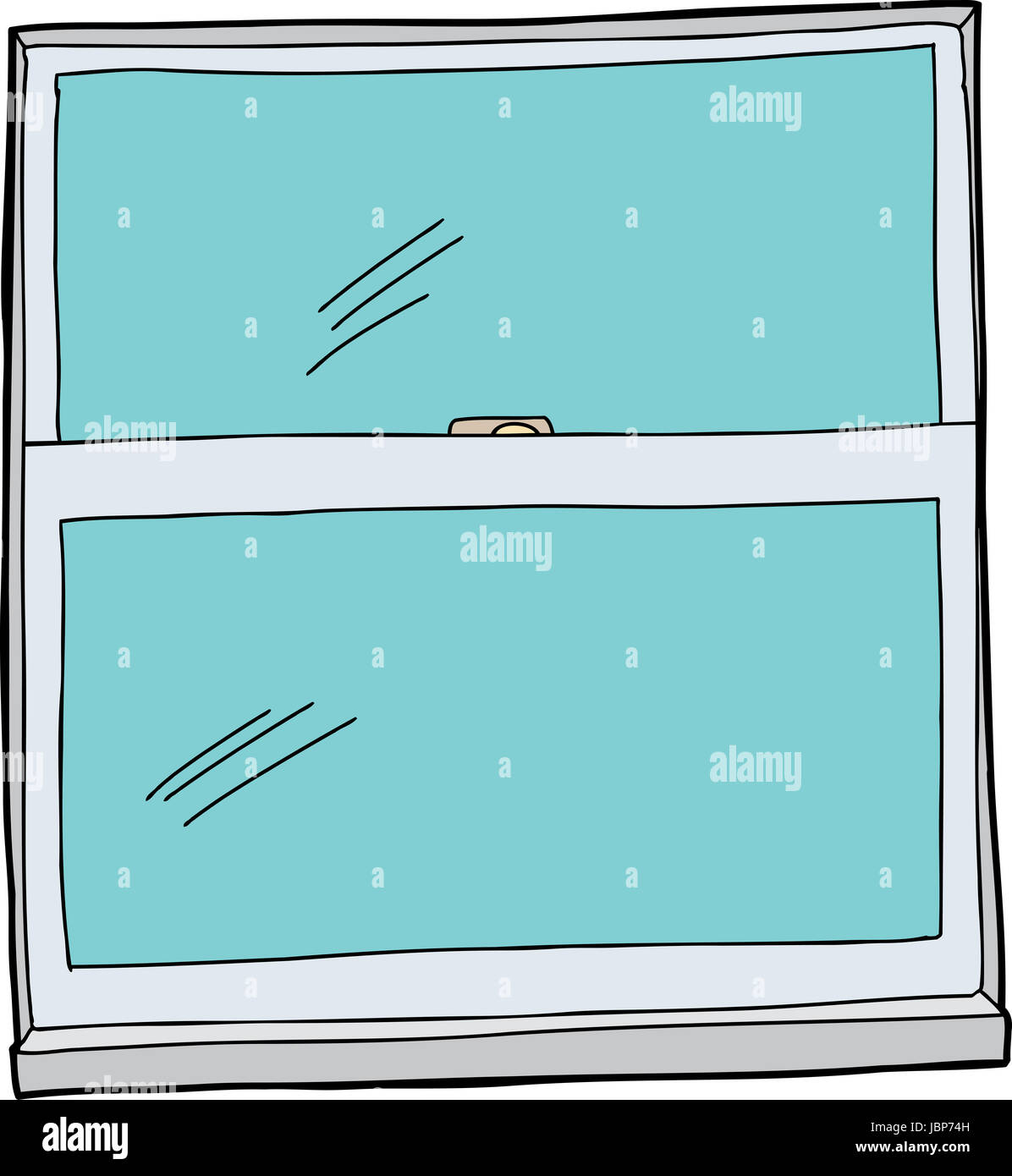Modern closed vinyl window cartoon on white background Stock Photo - Alamy