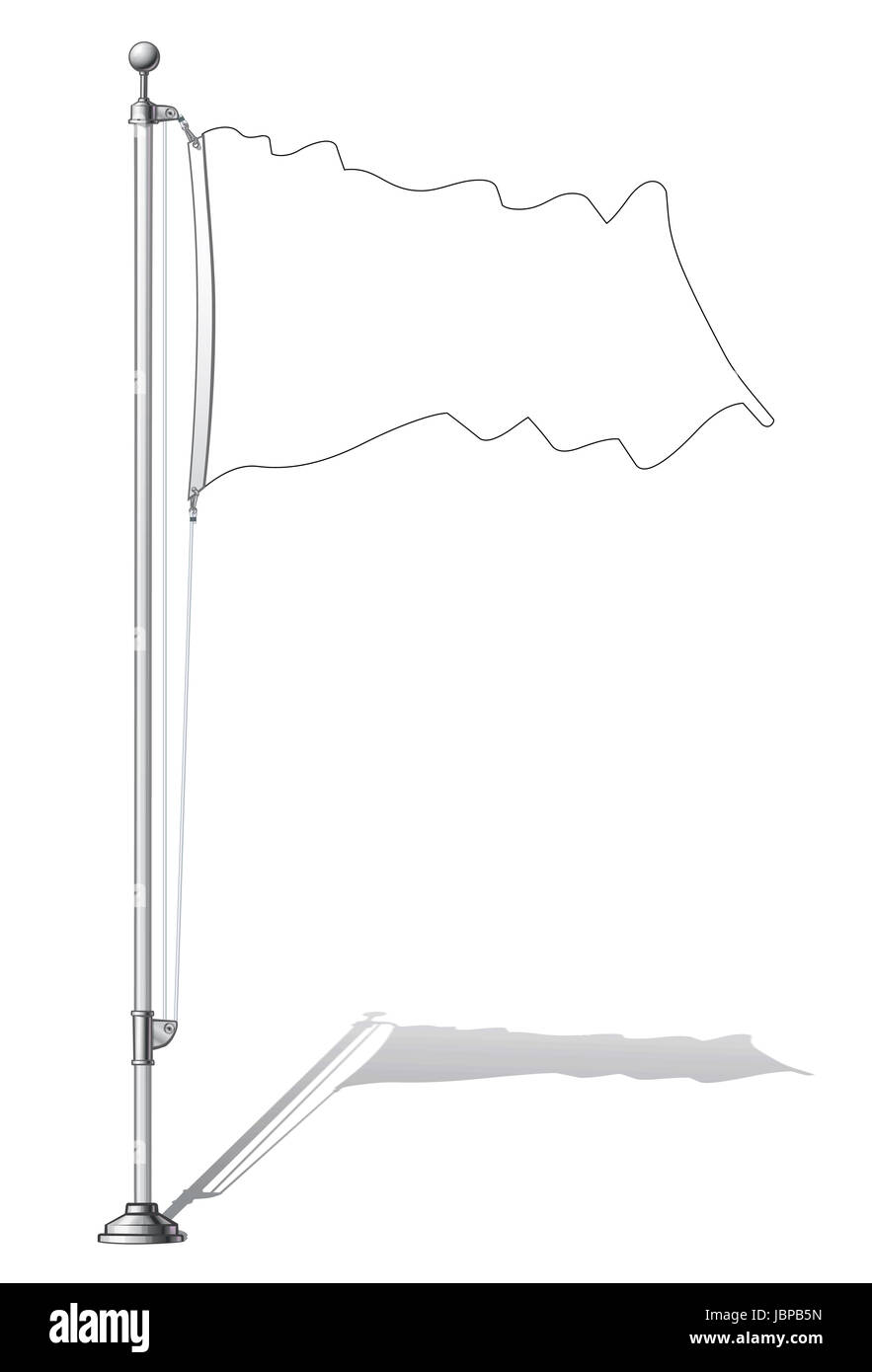 Vector Illustration of a waving flag outline fasten on a flag pole
