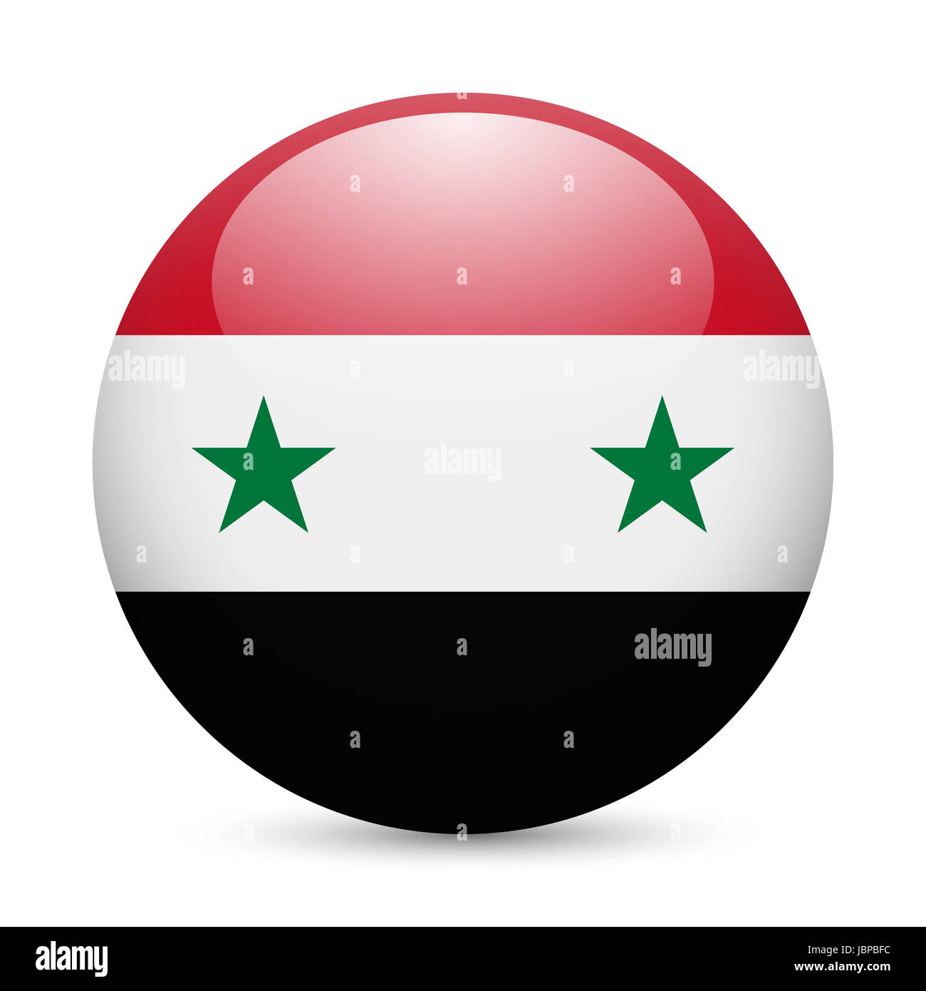 Flag of Syria as round glossy icon. Button with Syrian flag Stock Photo