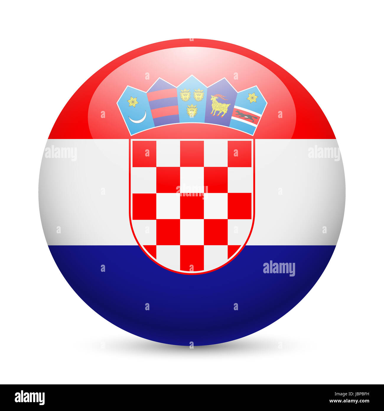 Flag of Croatia as round glossy icon. Button with Croatian flag Stock Photo