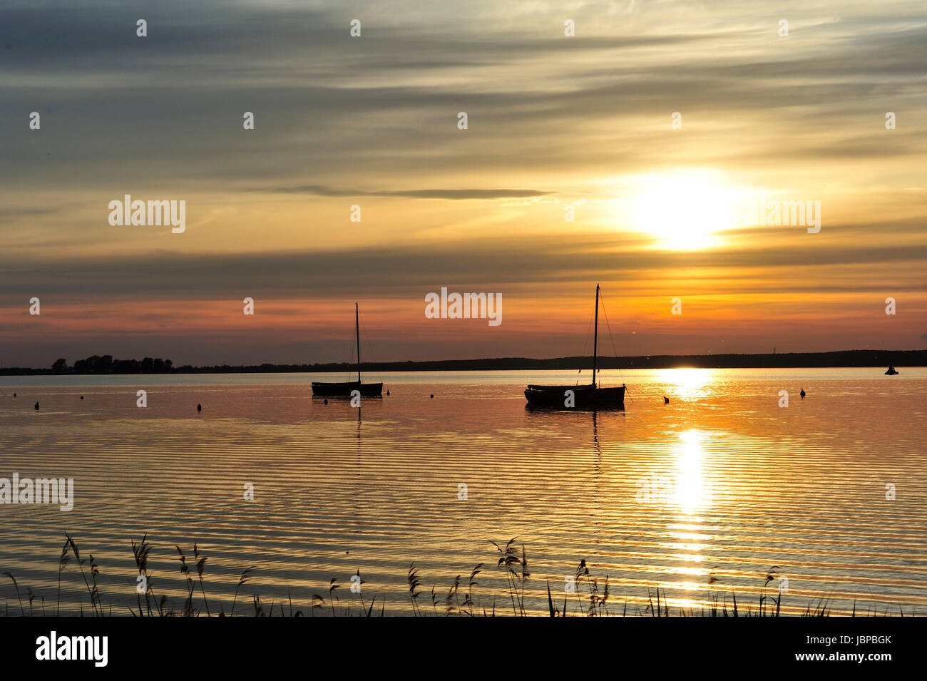 Sunset at Steinhude lake,Steinhude am Meer,Germany. Stock Photo