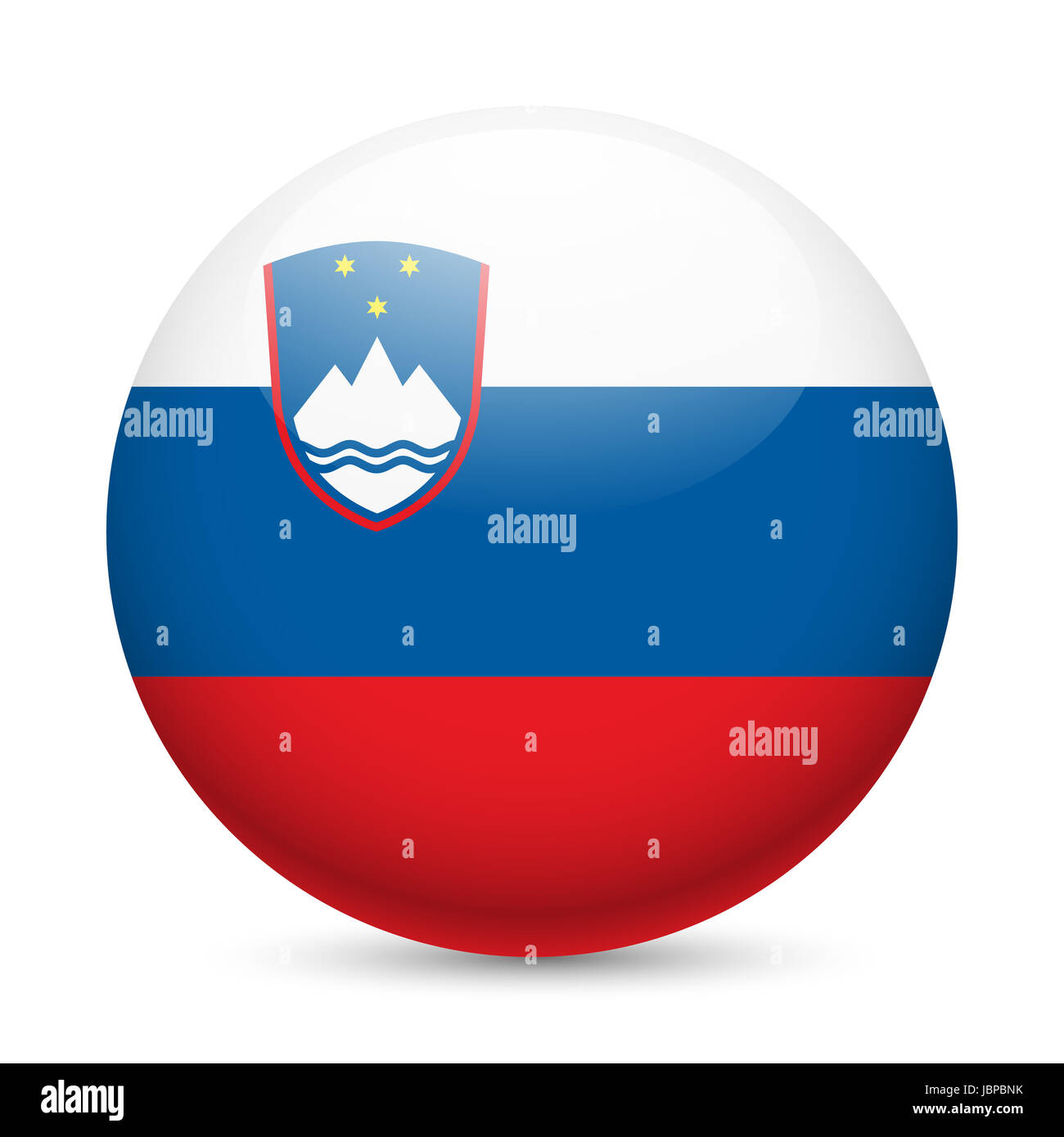Flag of Slovenia as round glossy icon. Button with Slovene flag Stock ...