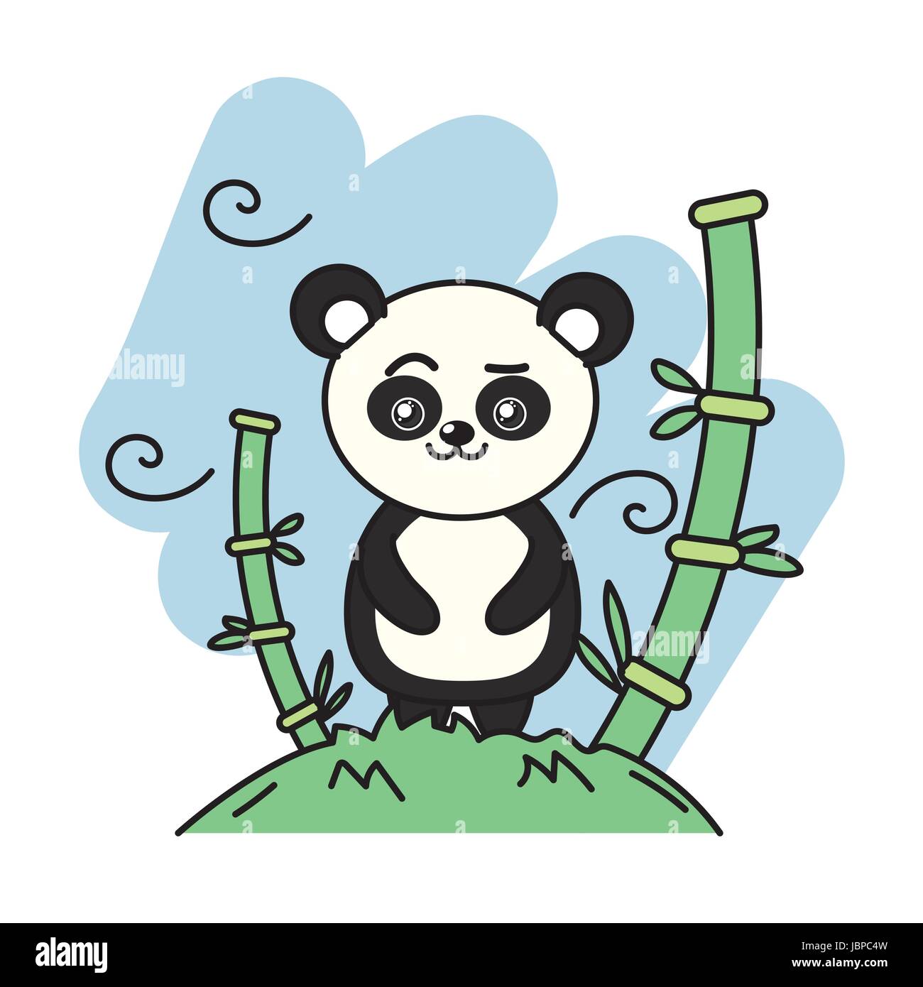 cute panda bear animal in the mountain with bamboo Stock Vector Image ...