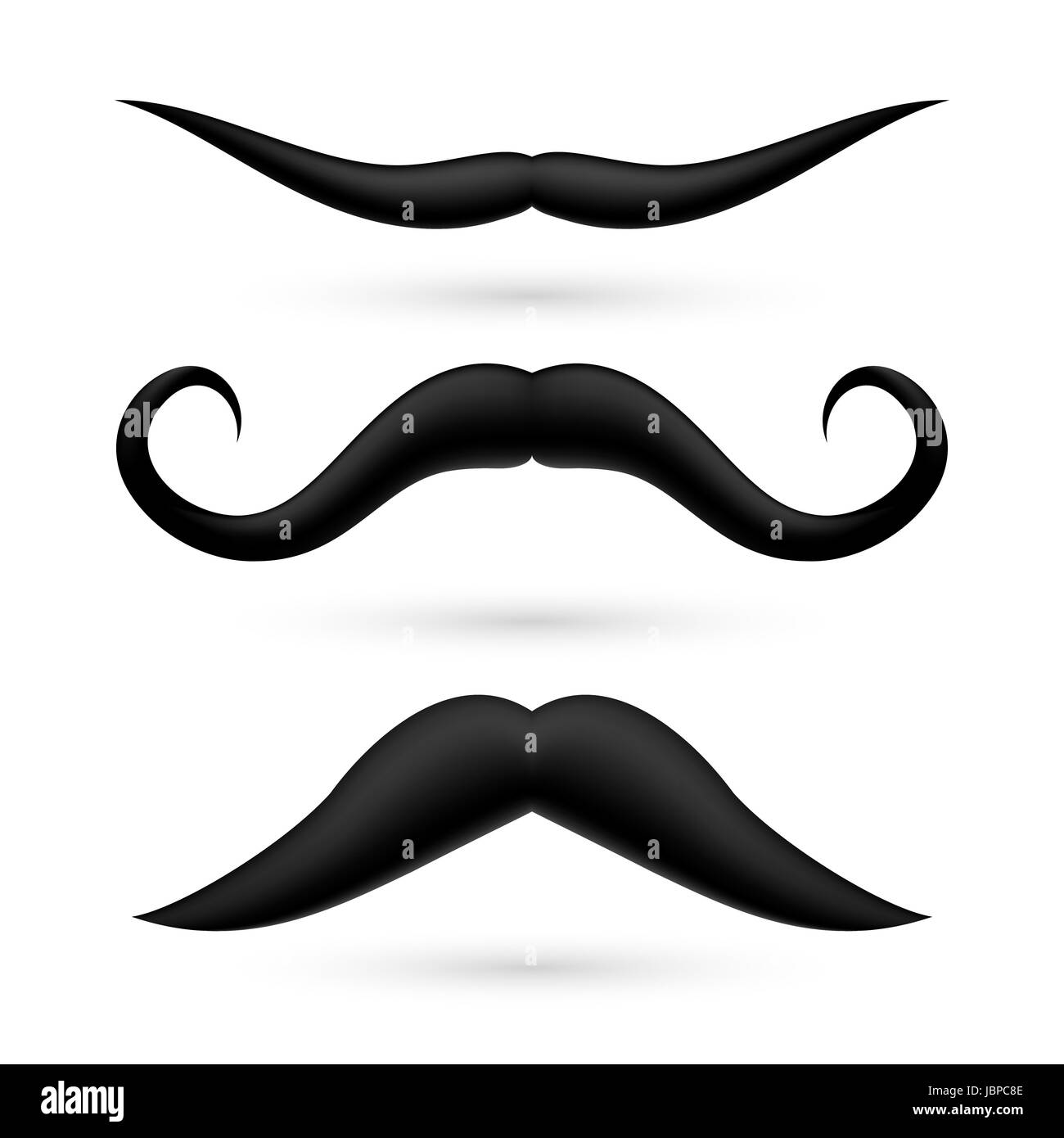 A set of three fake moustache on white background Stock Photo - Alamy