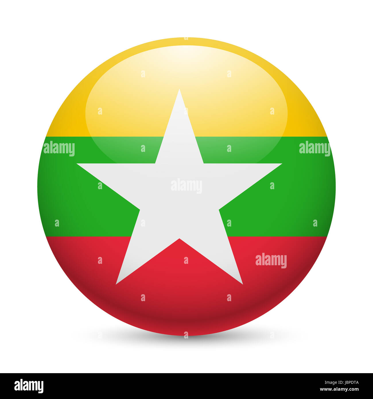 Flag of Myanmar as round glossy icon. Button with flag design Stock ...