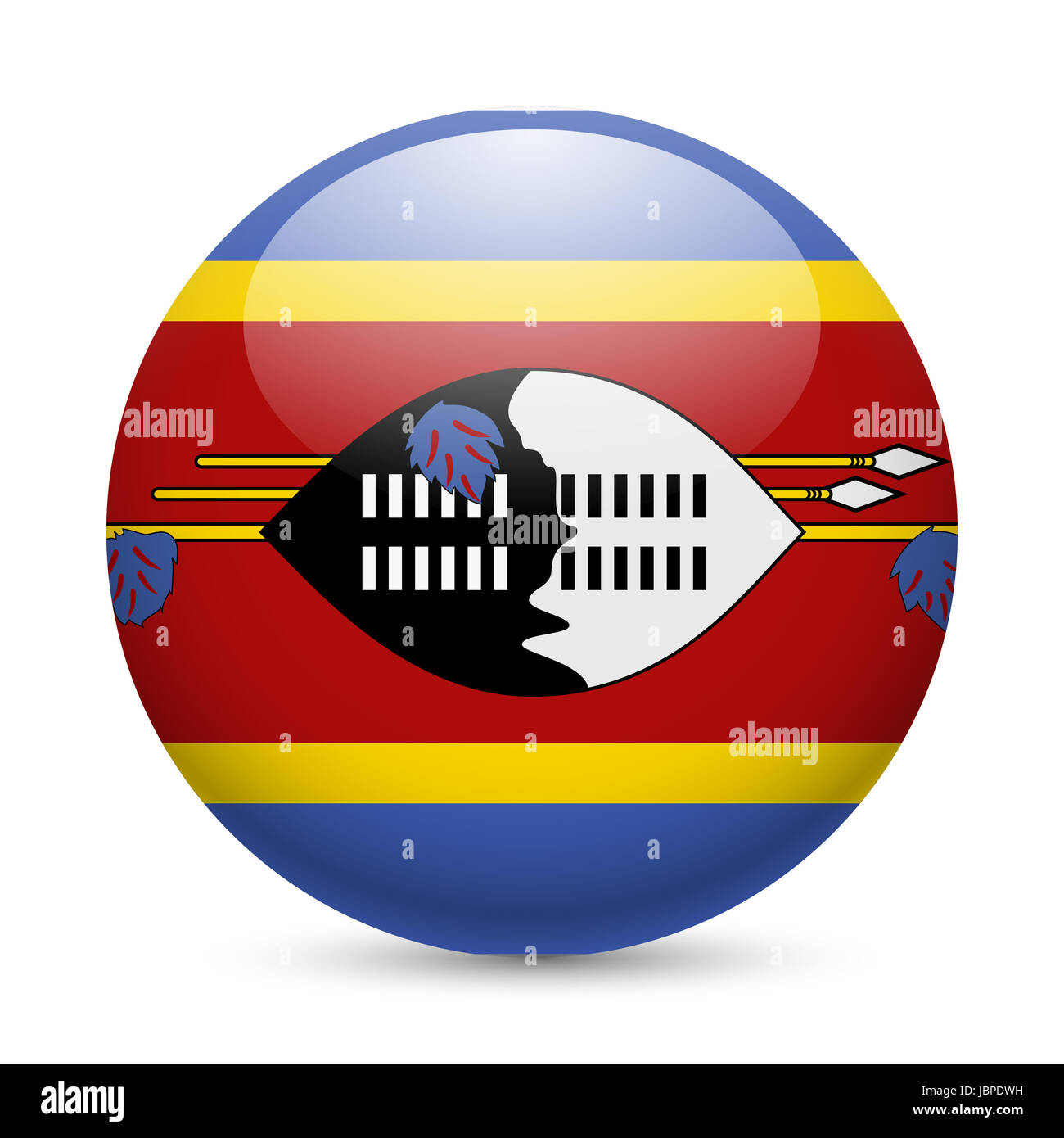 Flag Of Swaziland As Round Glossy Icon Button With Swazi Flag Stock