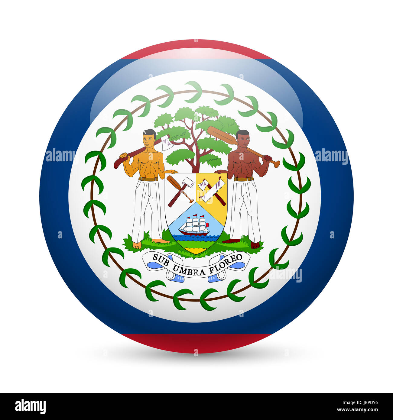 Flag of Belize as round glossy icon. Button with Belizean flag Stock ...