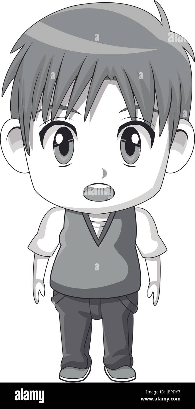 Cute Little Boy Anime Facial Expression Image Stock Vector Image & Art -  Alamy
