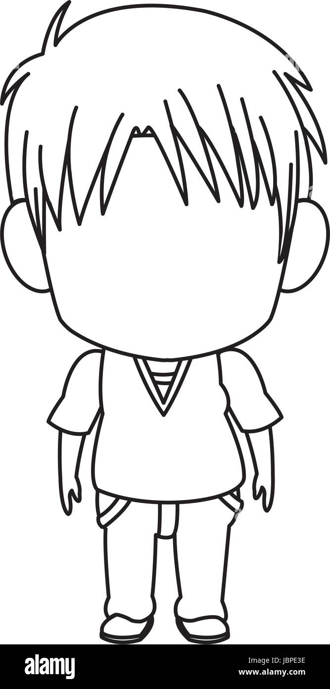 outlined little boy anime hair style stand Stock Vector Image & Art - Alamy