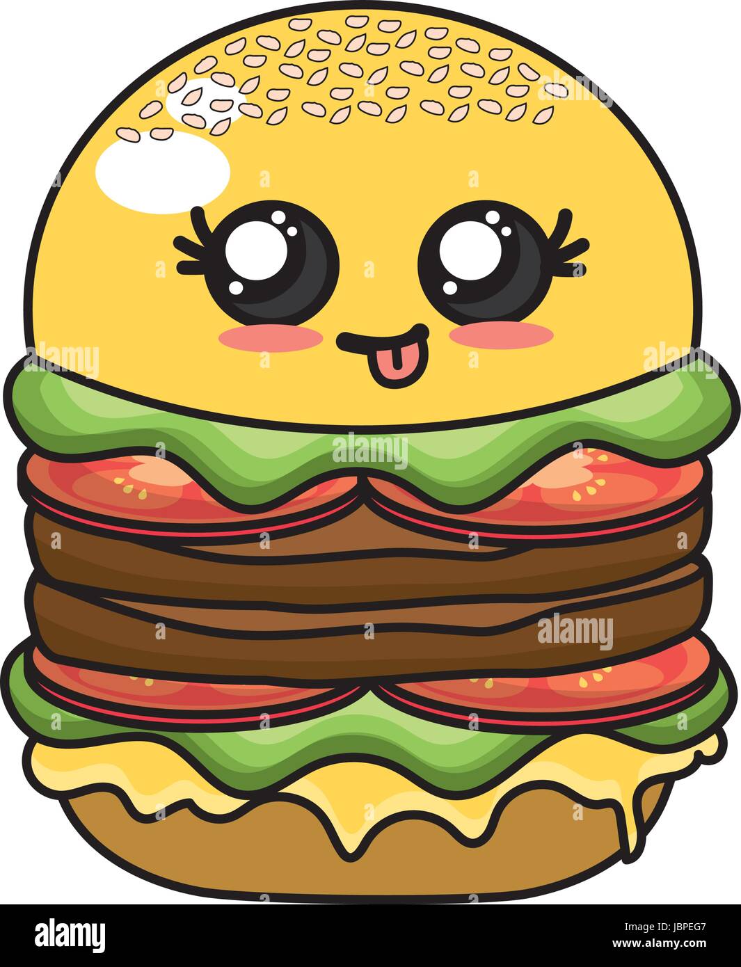 kawaii cute hamburger fast food Stock Vector Image & Art - Alamy