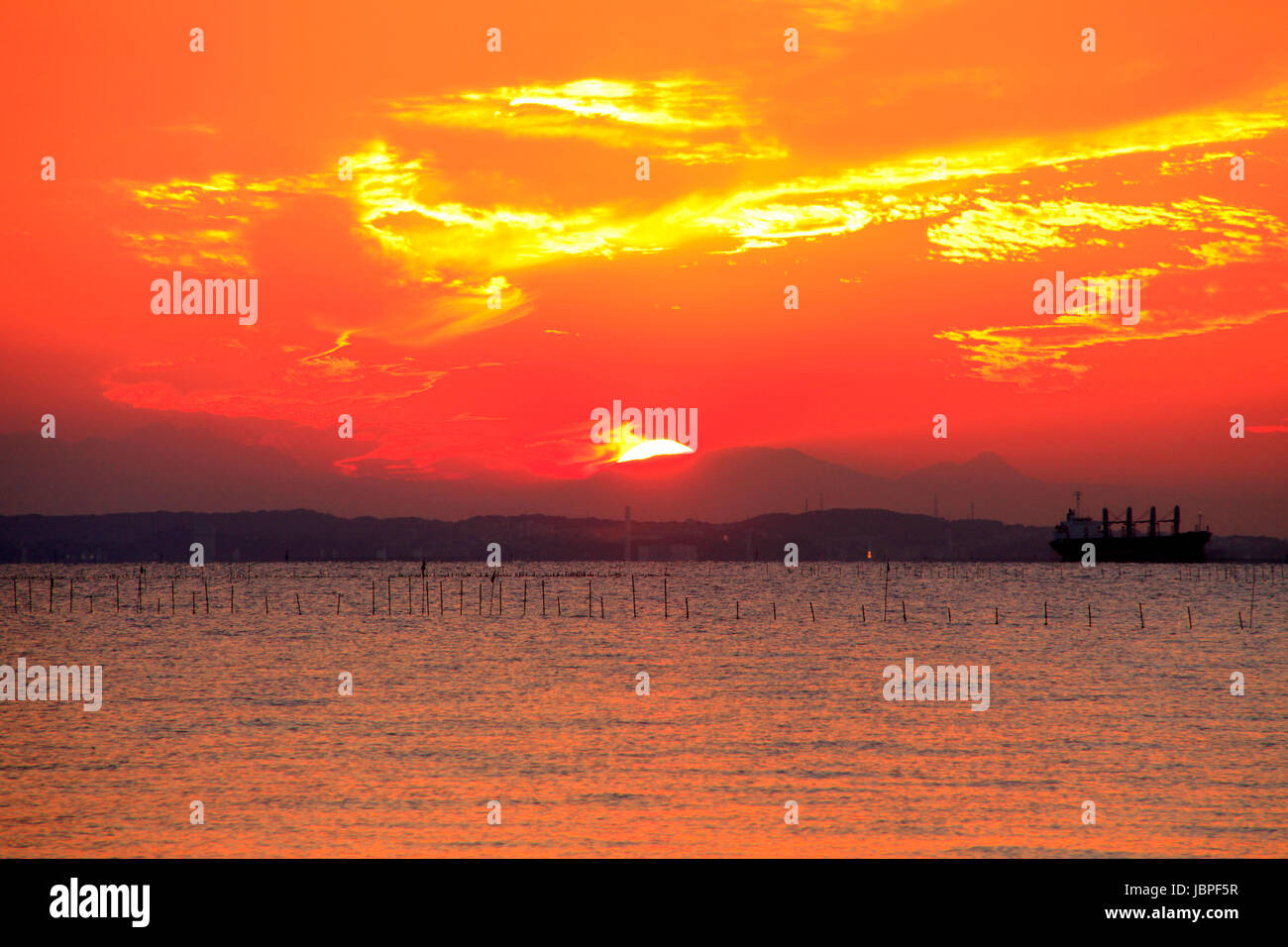 Sunset View of Tokyo Bay from Kisarazu Chiba Japan Stock Photo Alamy