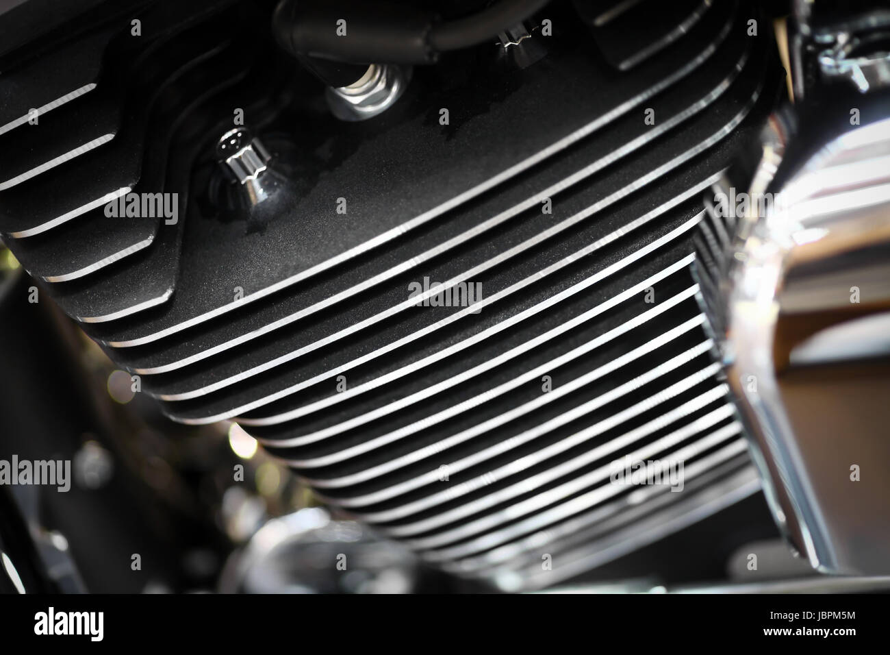 Closeup shot of an aircooled motorcycle engine Stock Photo Alamy
