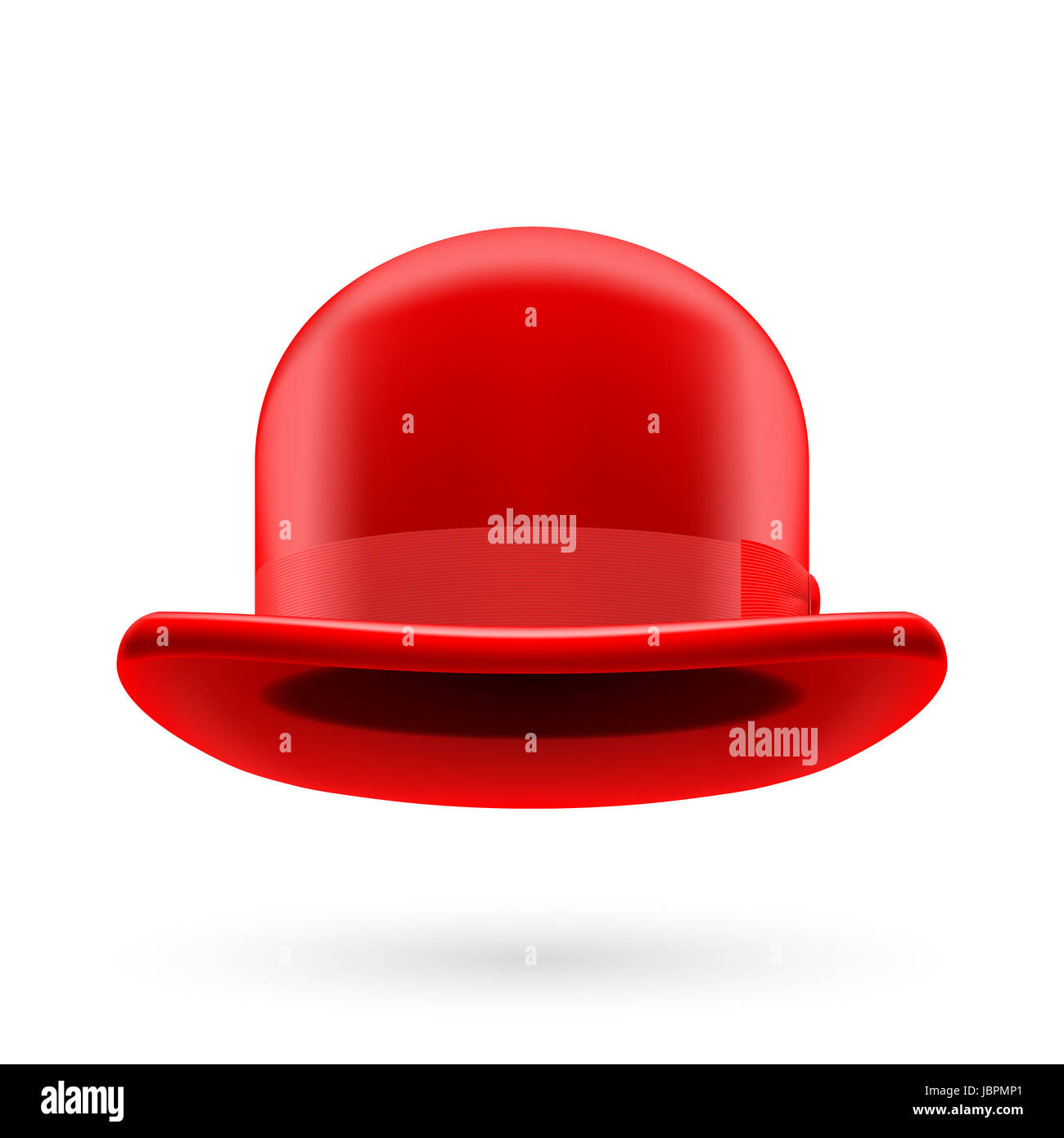 Red Rounded Hat Red round traditional hat with hatband on white background Stock Photo ...