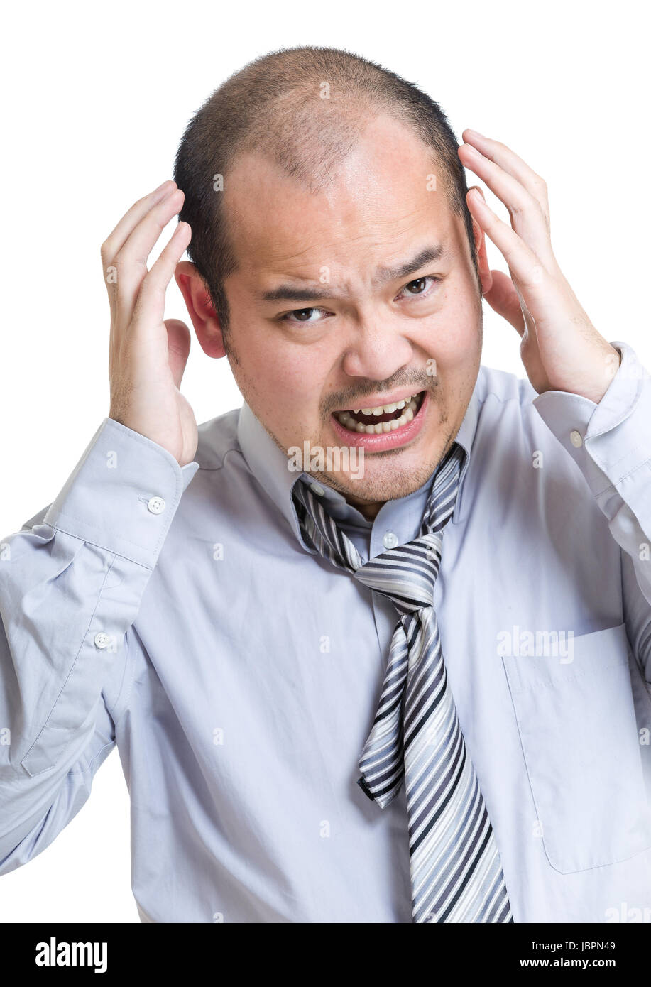 Business man pull head Stock Photo Alamy