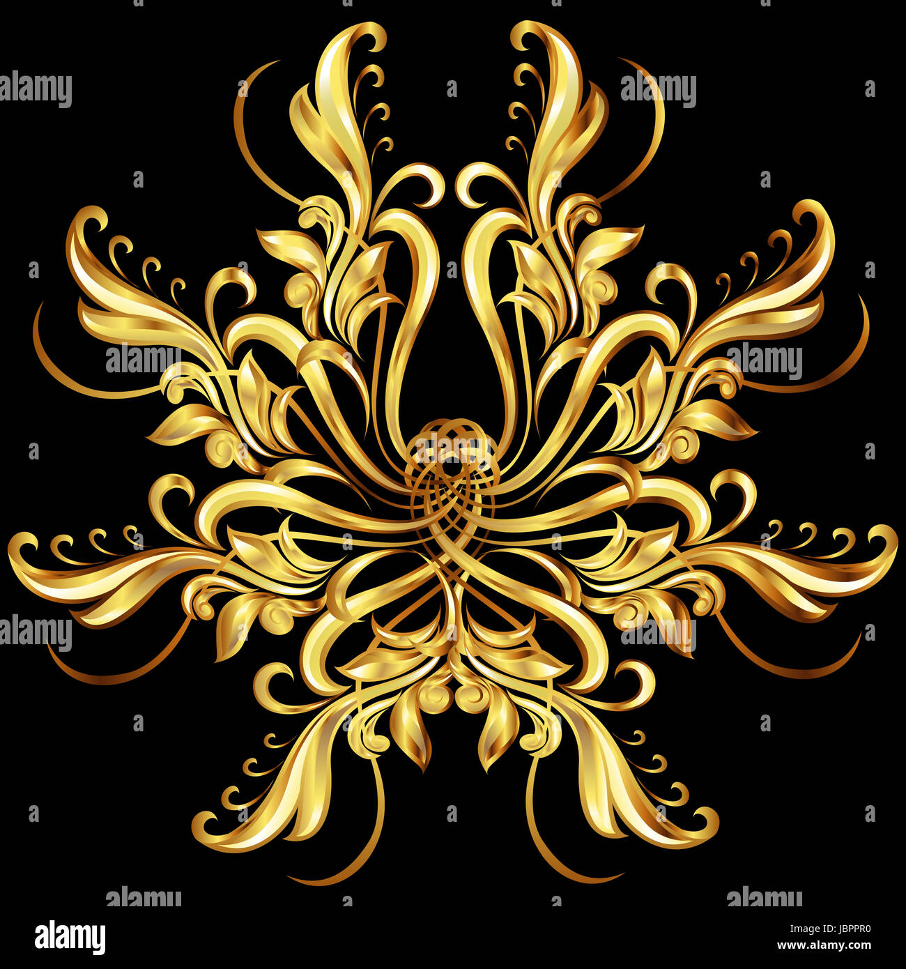 Black Scroll With Gold Leaf Art Stock Photos & Black Scroll With Gold