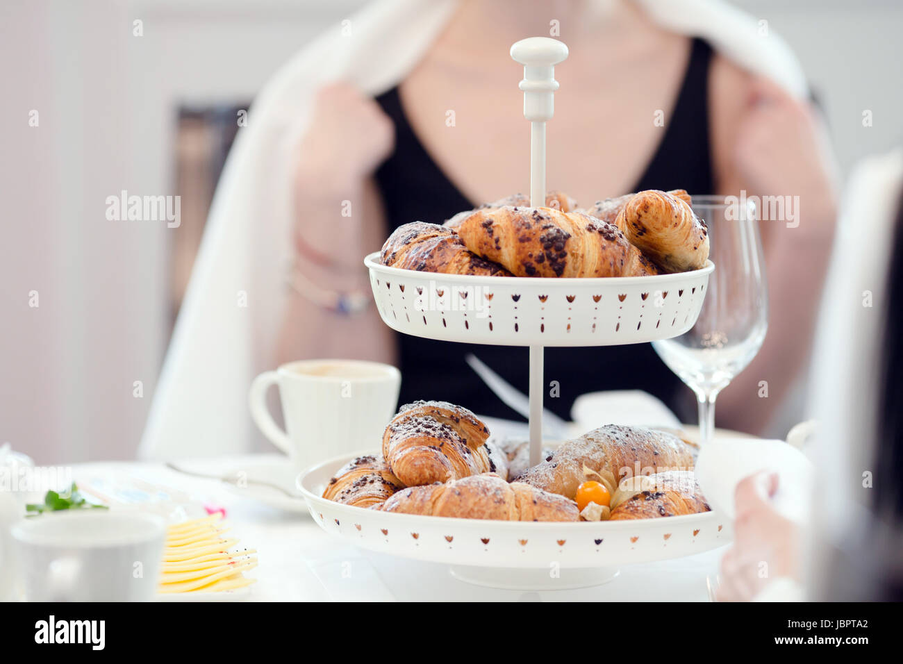 Plate with baked buns Stock Photo