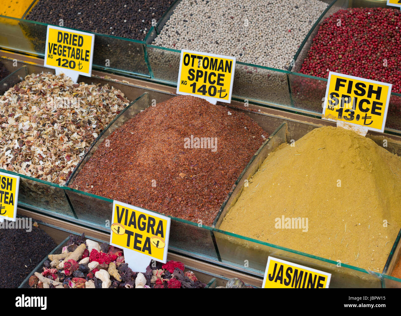 colorful spices on a market in istanbul Stock Photo