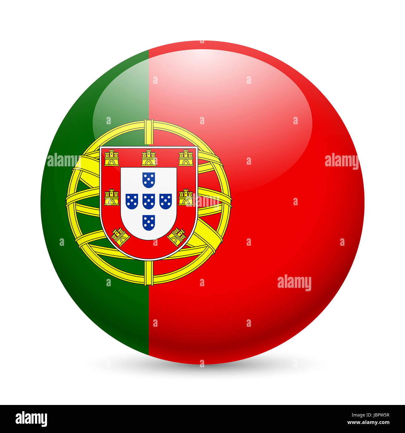 Flag Of Portugal As Round Glossy Icon Button With Portuguese Flag 