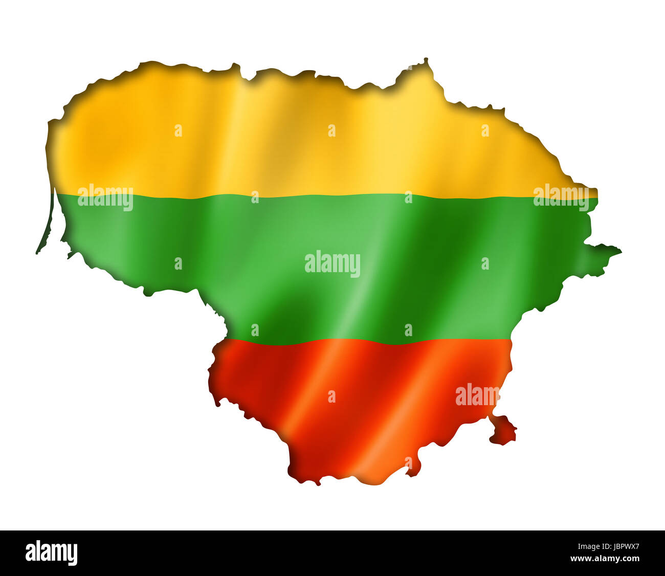 Lithuania flag map, three dimensional render, isolated on ...