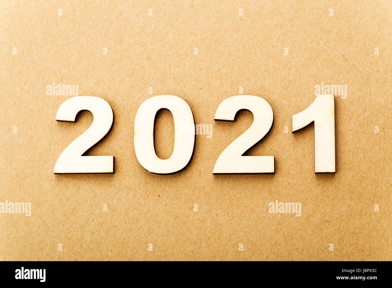 Wooden text for year 2021 Stock Photo