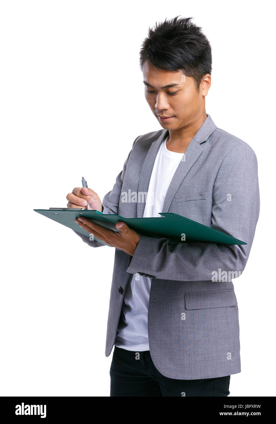 Business man take note on clipboard Stock Photo - Alamy