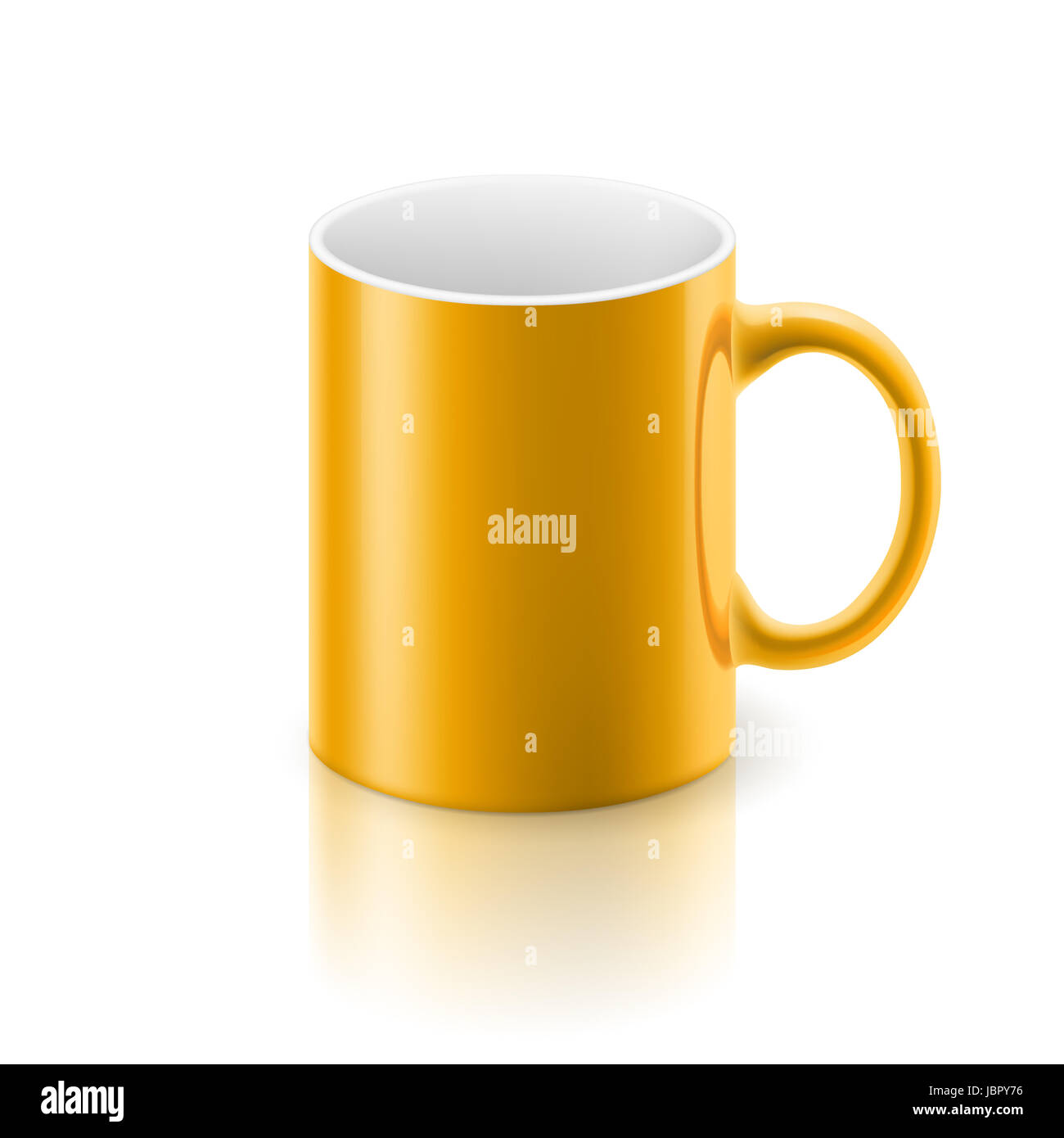 Download Yellow Glossy Mug On The White Background Stock Photo Alamy Yellowimages Mockups