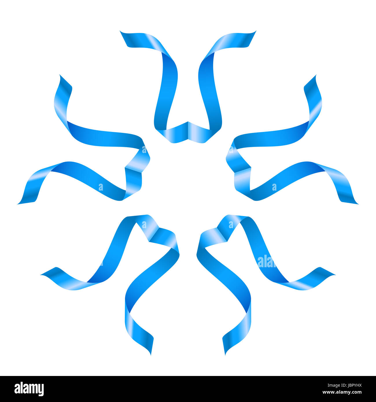 Beautiful blue flower of swirled ribbons on white background Stock ...