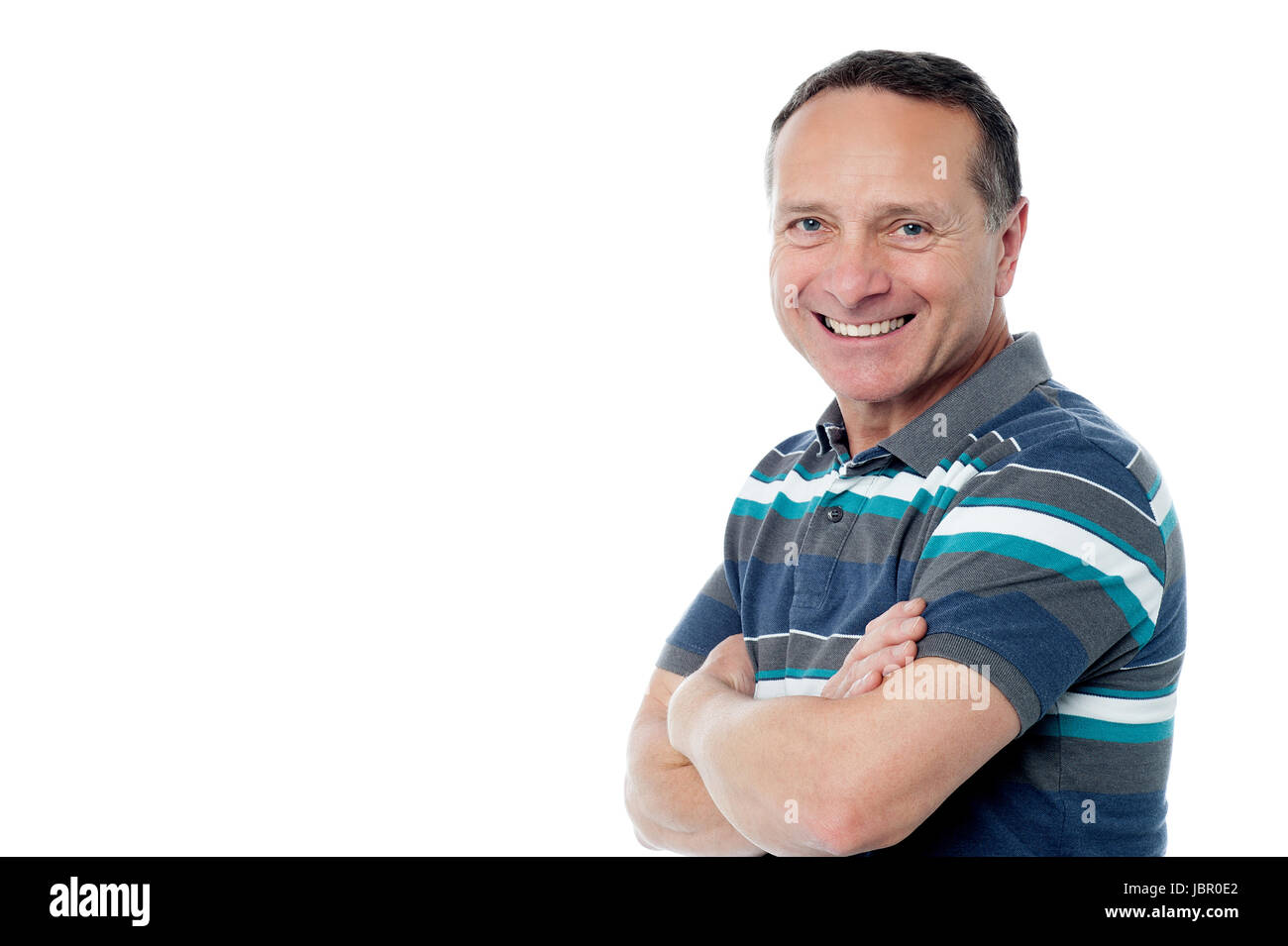 Casual smiling aged man isolated over white Stock Photo - Alamy