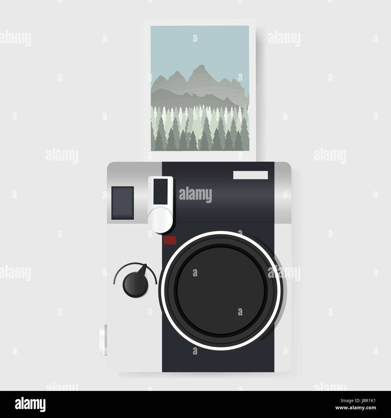 Camera with Captured Photo Graphic Illustration Vector Stock Vector