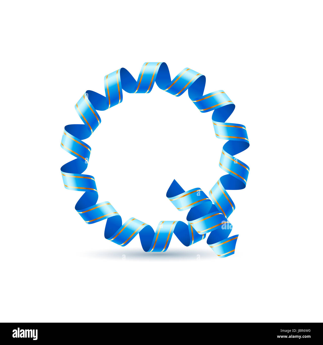 Letter Q made of blue curled shint ribbon Stock Photo