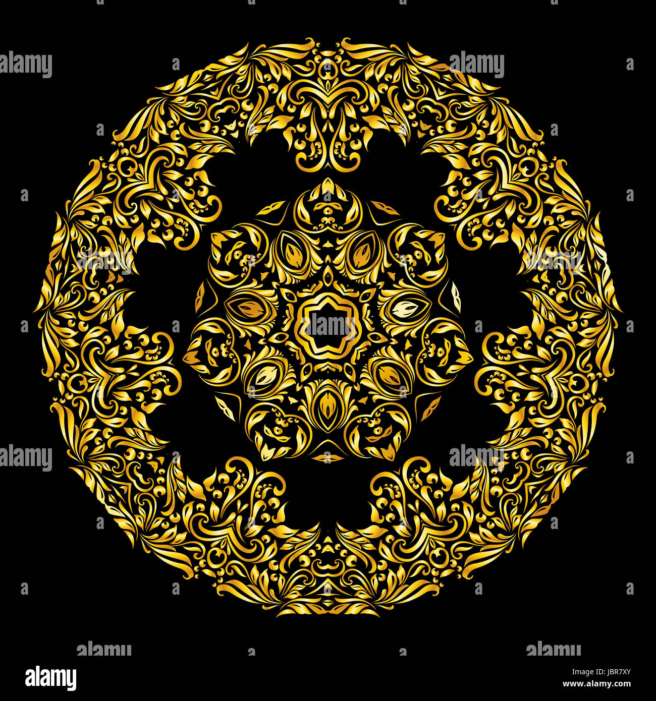 Vector gold pattern similar a flower on black background Stock Photo ...