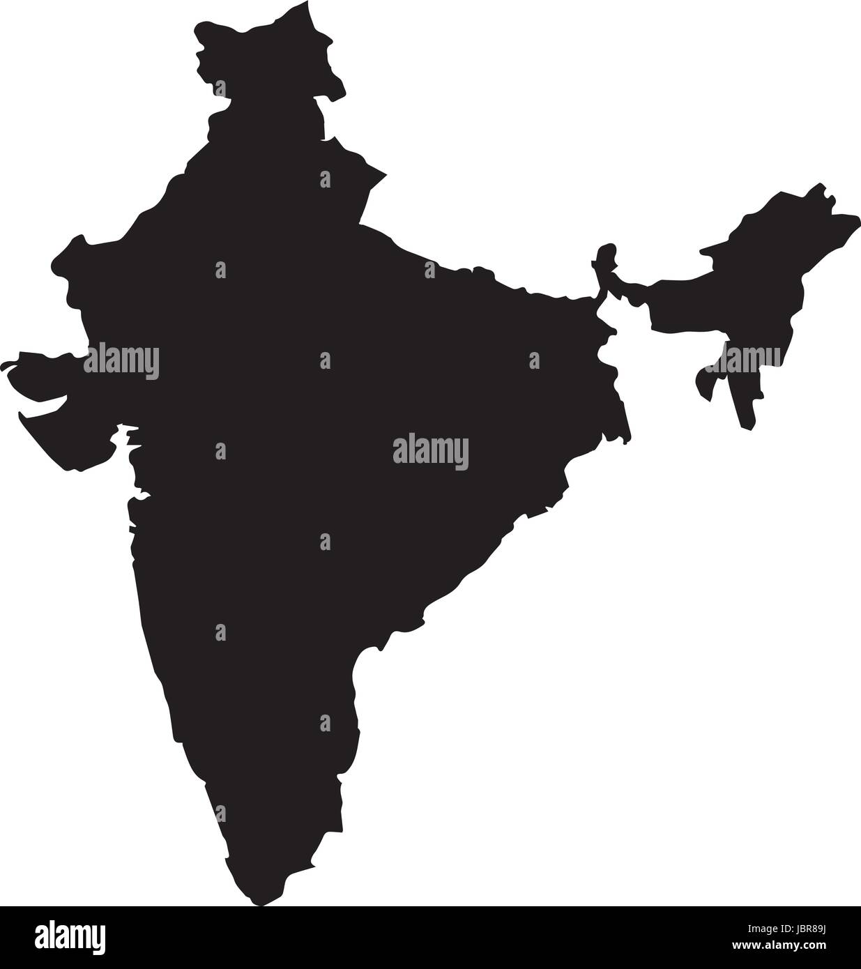 Silhouette of Indian map in black on white background Stock Vector Image &  Art - Alamy