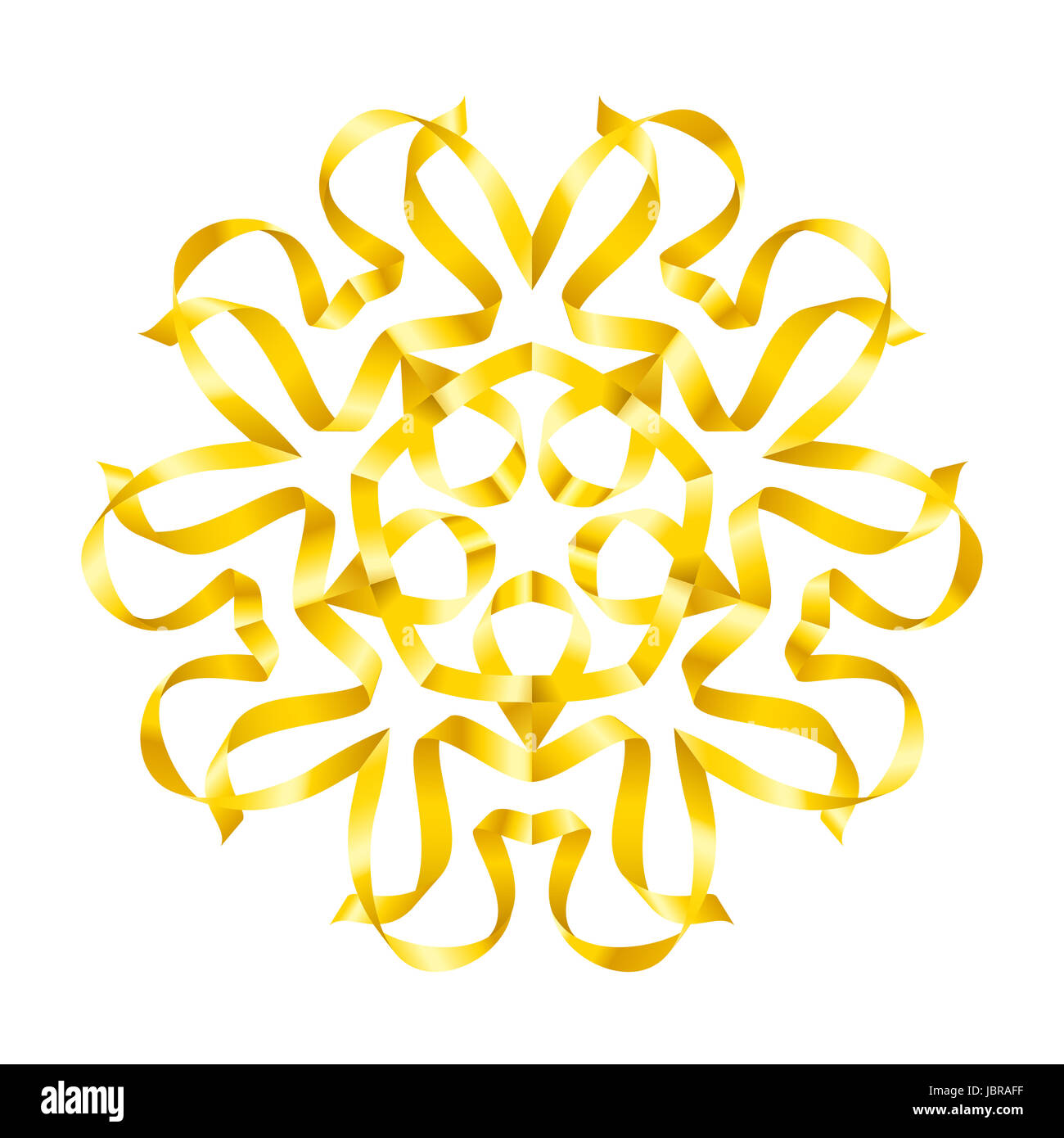 Flower yellow colour of swirled ribbon on white background Stock Photo ...