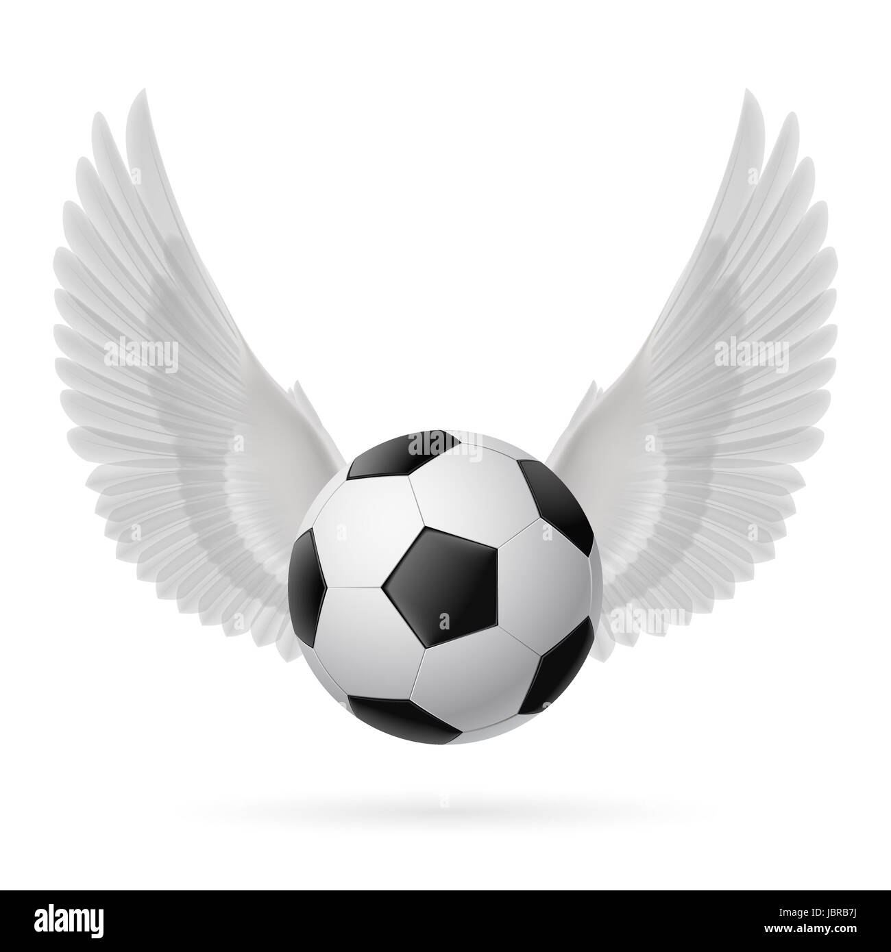 Realistic soccer ball emblem with white wings Stock Photo - Alamy