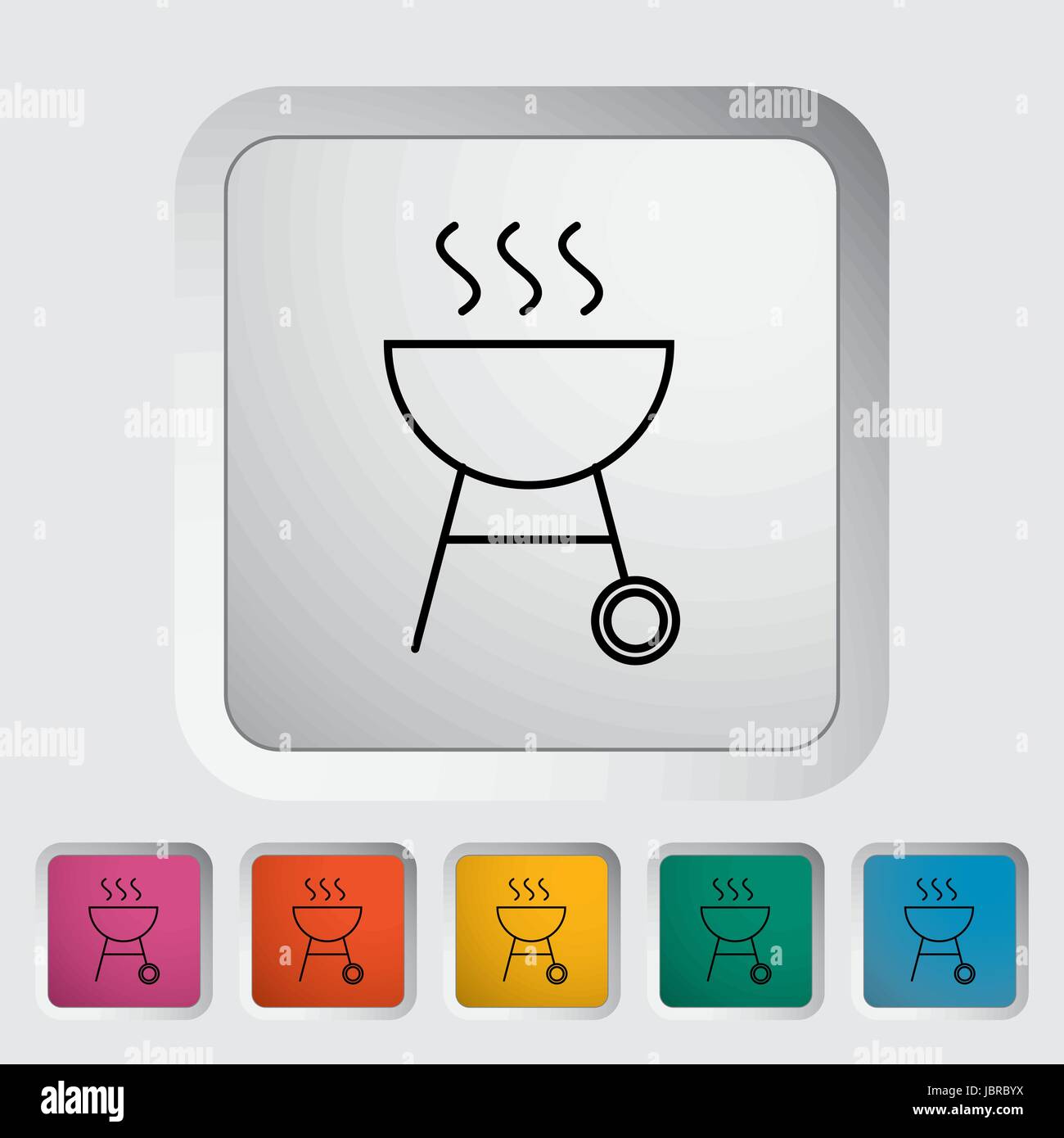 BBQ outline icon on the button. Vector illustration Stock Vector Image ...
