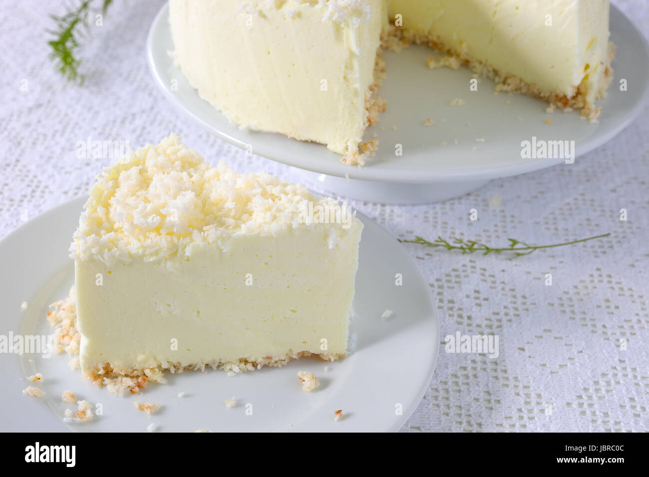 Gelatin cheesecake with coconut flakes Stock Photo Alamy