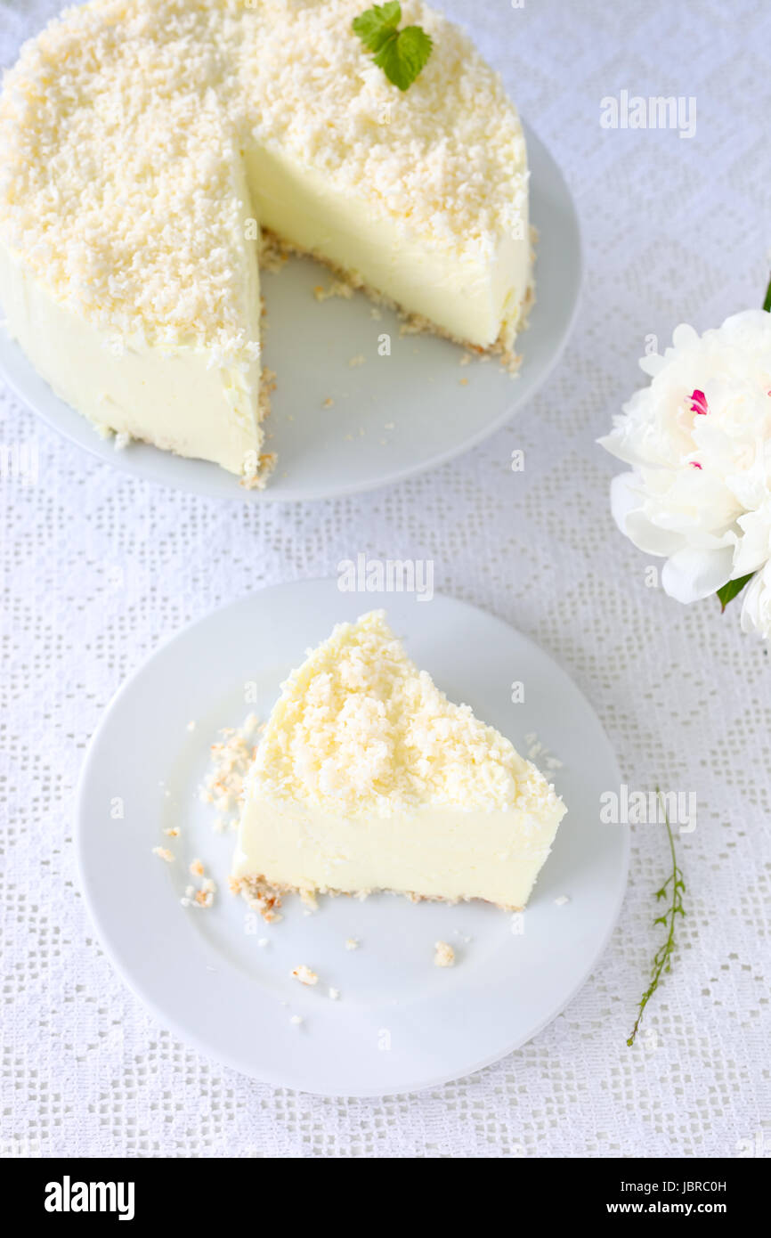 Gelatin cheesecake with coconut flakes Stock Photo Alamy