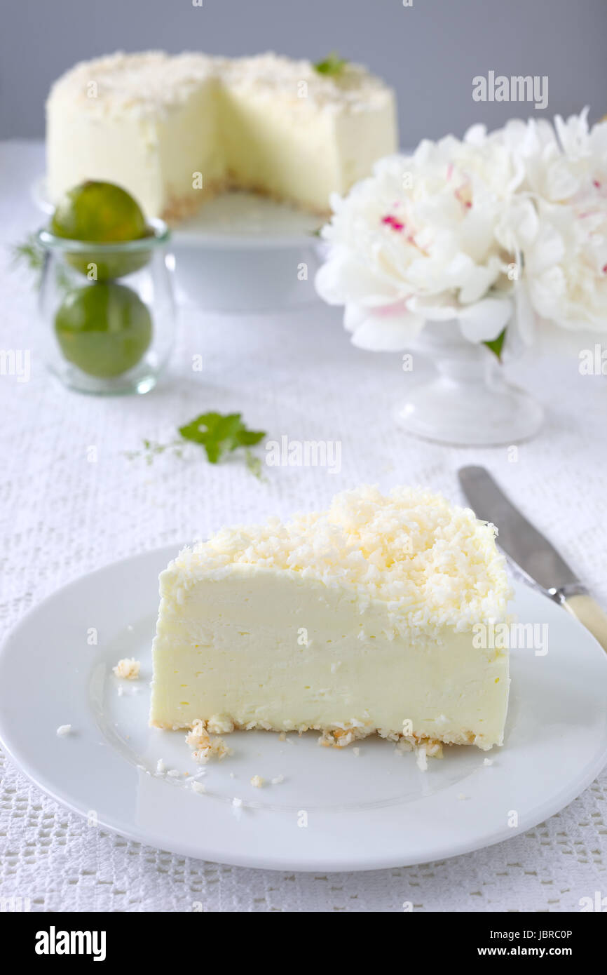 Gelatin cheesecake with coconut flakes Stock Photo Alamy